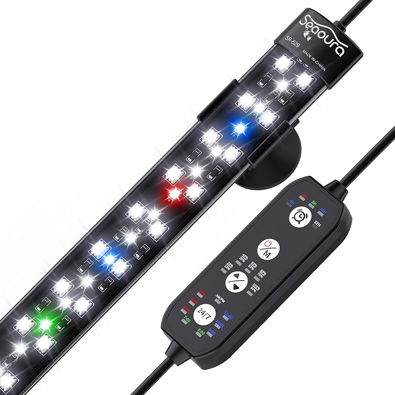 Luminária LED submersível para aquário SEAOURA SR-629 com espectro completo e ciclo 24/7, 68,07 cm