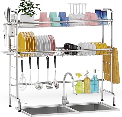 Amazon Gslife シンク上食器乾燥ラック 2段 ステンレススチール 食器ラック 安定 食器水切りラック キッチンカウンターシンクの整理棚 シルバー Gslife 水切りラック 通販