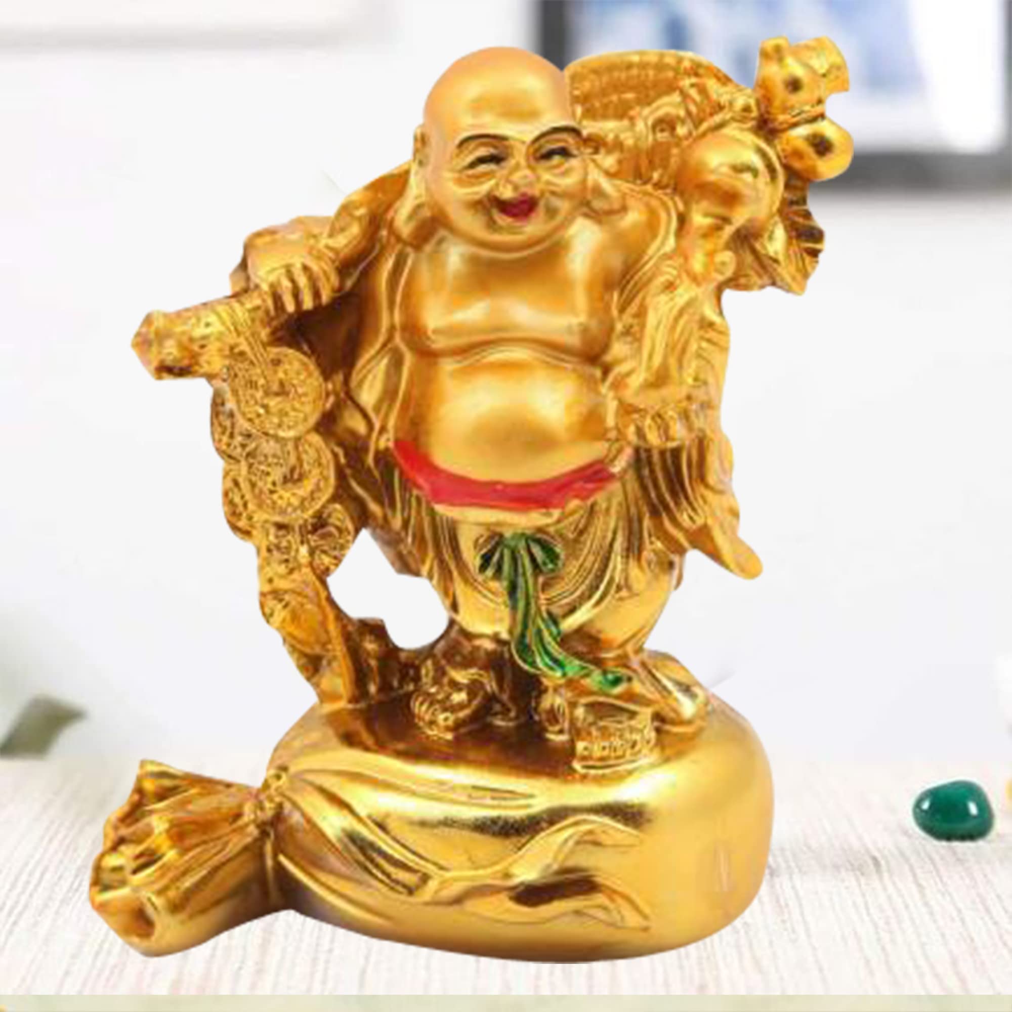 Buy VIRSAA Feng Shui Laughing Buddha Sitting On Dragon Blessing Good