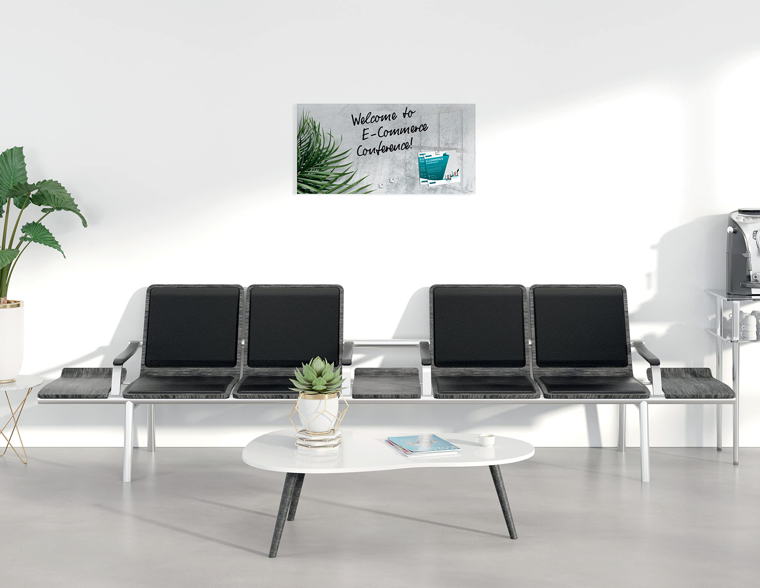 SIGEL GL288 Premium Glas-Magnettafel 91x46 cm, Design Botanic hochglänzend, SGS geprüft, einfache Montage, incl. 3 starke Magnete, Artverum
