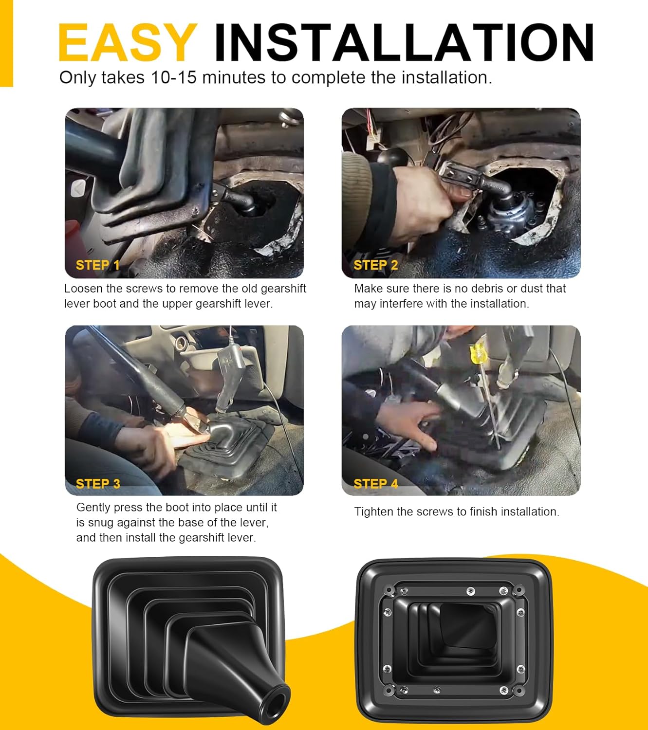 Manual Transmission Shifter Boot Gear Shifter Knob Rubber Boot for Ford F-250 F-350 F-450 F-550 Super Duty 1999-2007, for Ford ZF 5 or 6 speed manual transmissions, Replace for F81Z7277BB F81Z-7277-BB