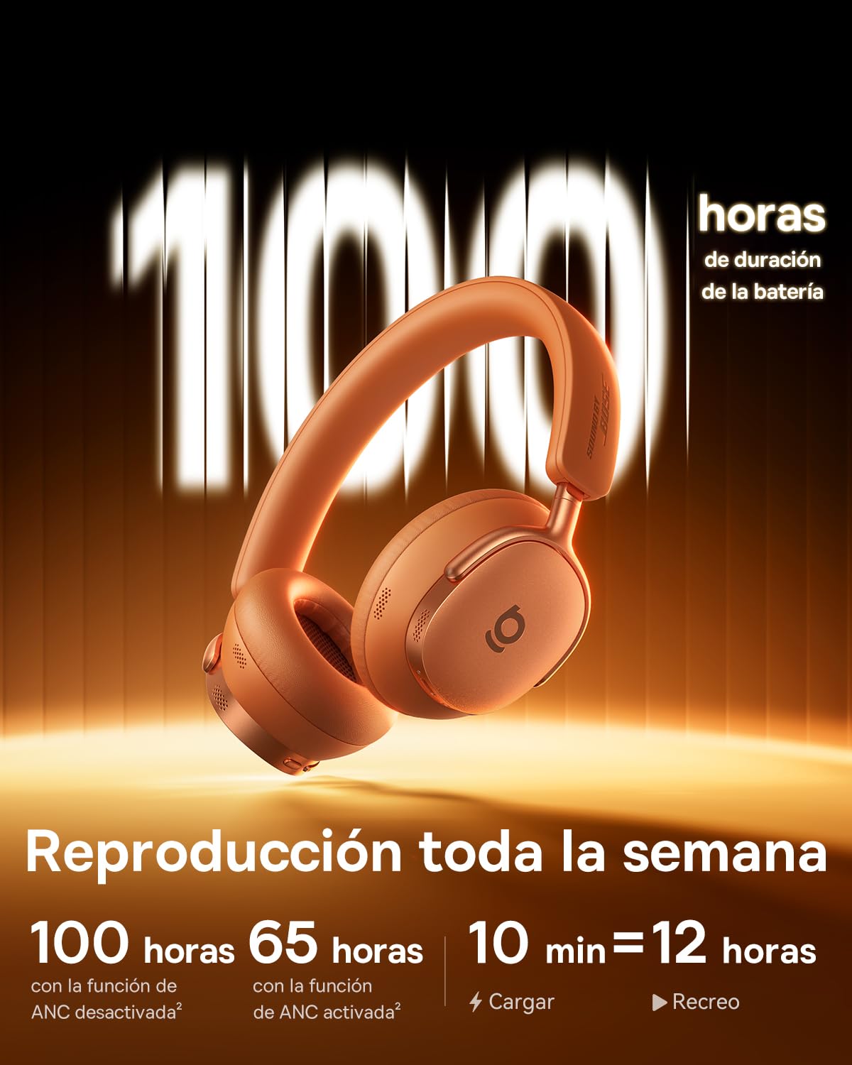 Baseus Inspire XH1 Auriculares inalámbricos Noise Cancelling, Sound by Bose, Comodidad Cloud, Dolby Audio y Hi-Res para un Sonido Increíblemente Dinámico, Autonomía de 100 h, Coral Atardecer