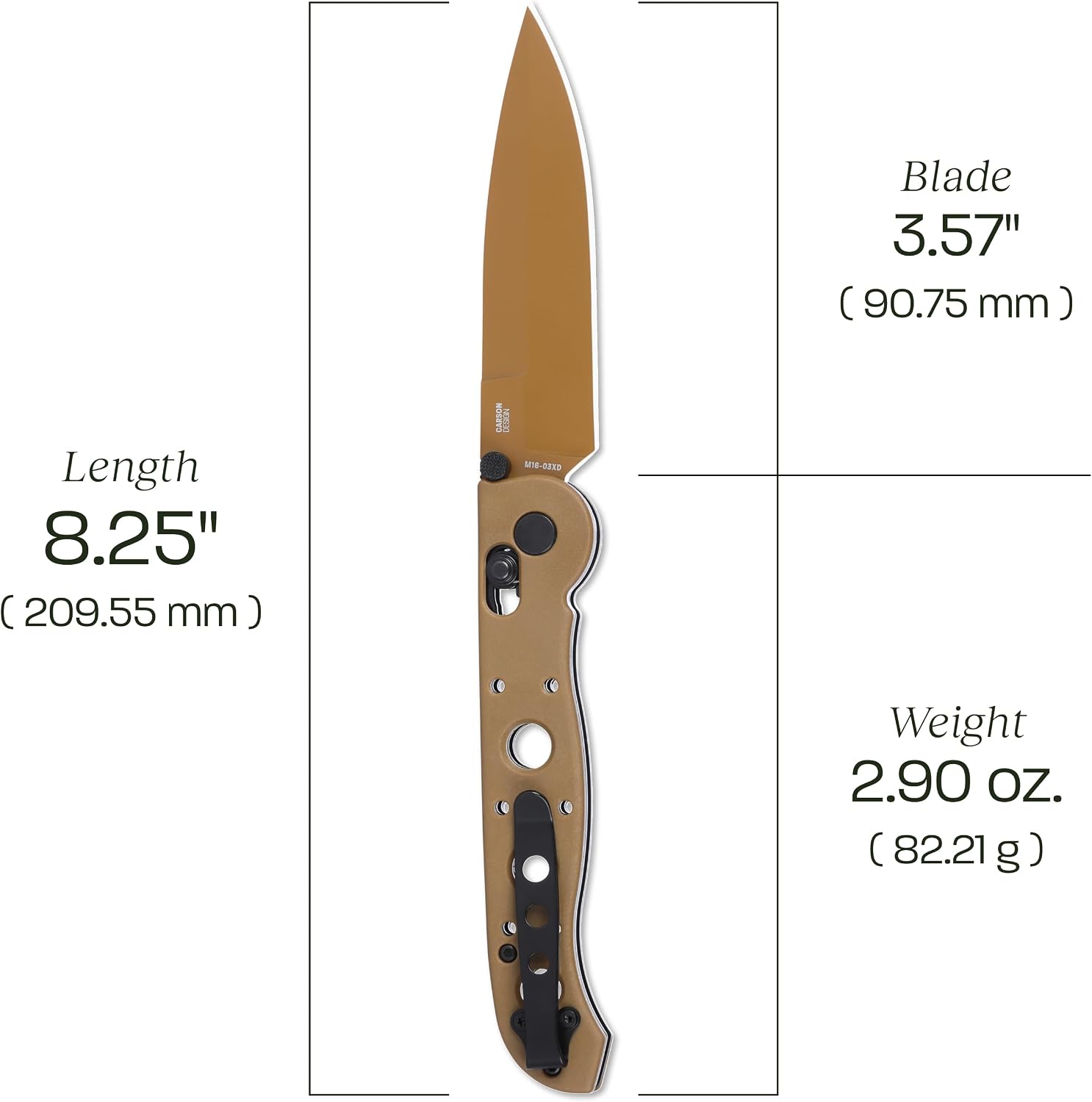 CRKT M16-03XD Everyday Carry Folding Knife with Crossbar Lock: D2 Steel Plain Edge Blade, Desert Tan Grivory Handle, Pocket Clip, M16-03XD