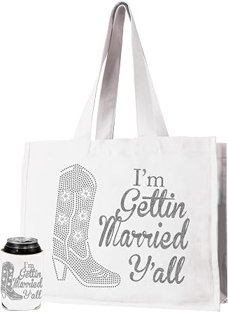 RhinestoneSash Gift Bag for Bride - Bridal Shower, Bachelorette Party Supplies - JUMBO SIZE 18" x 14" Wedding Tote