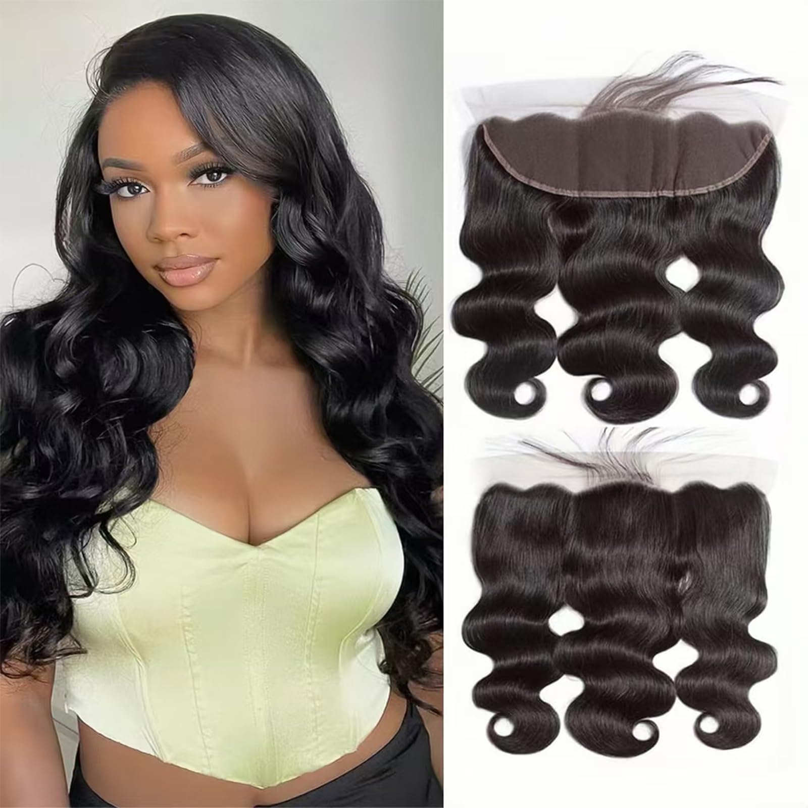 13x4 Lace Frontal Closure Ear To Ear Free Part Lace Closure Brazilian Body Wave Frontal Human Hair Extension Pre-Plucked Frontal Closure Natural Color