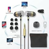 Betron YSM1000 Earbuds Wired in-Ear Headphones, Noise Isolating Ear Buds, Powerful Bass, Tangle-Free Cable and 3.5mm Jack for Phone, Laptop, Tablet