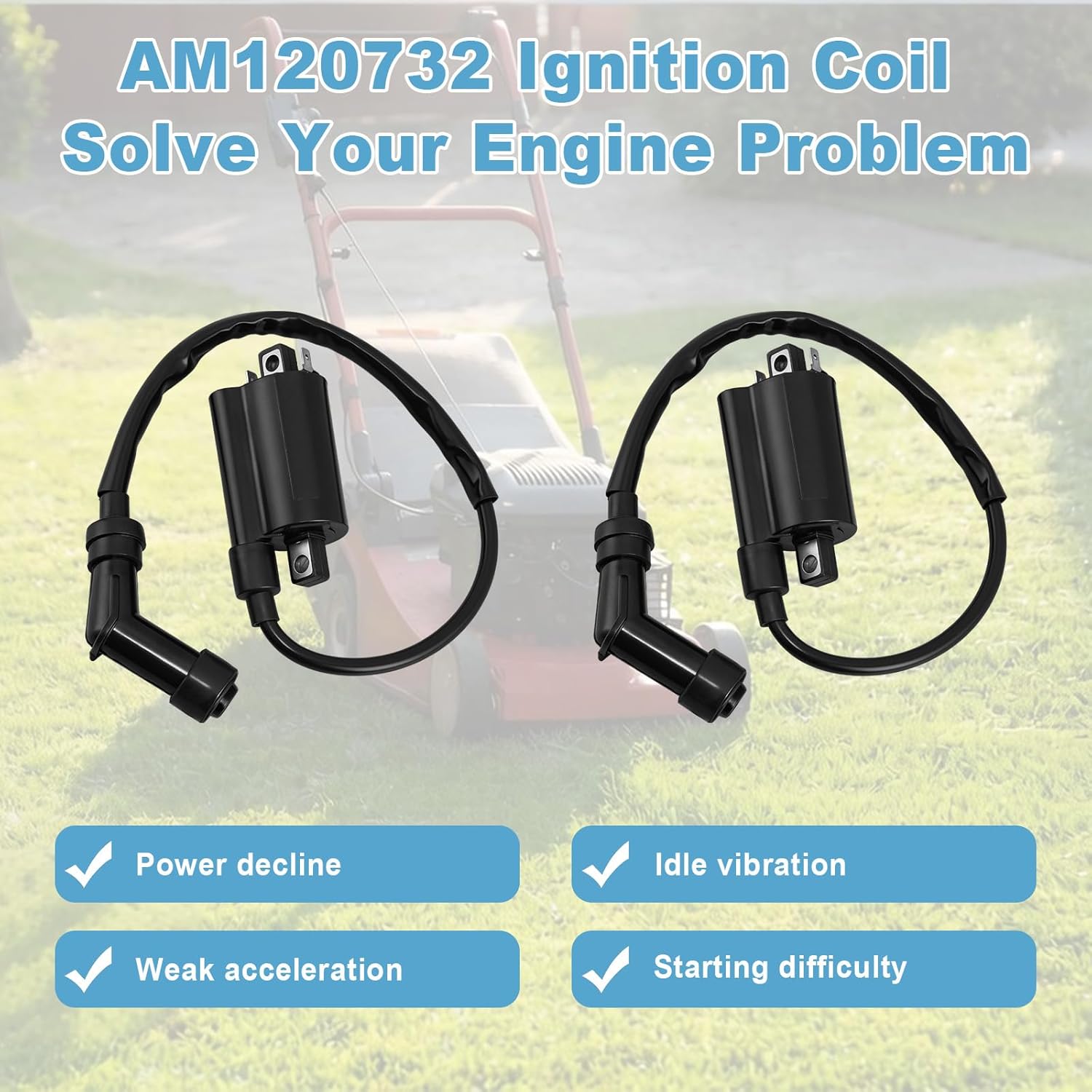 2PCS AM120732 Ignition Coil Compatible with Mule 3010 4010 2510 2500 KAF 620 650 FD590V FD620D FD501D GAS 285 320 425 445 455 F911, Replaces 21121-2083 21121-2064 21121-2092 21121-0029 Vulcan Coil