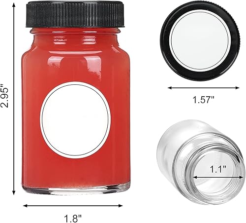 Miniatura 2 de CUCUMI 8 botellas cortas de 2 onzas con tapas, pequeños frascos de vidrio con tapas para líquidos, chupitos de jengibre, aceites, con calcomanías