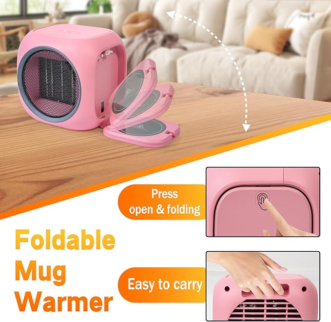 Calefactor Eléctrico Portátil Cerámico PTC 800W 120V con Calientatazas miniatura 6