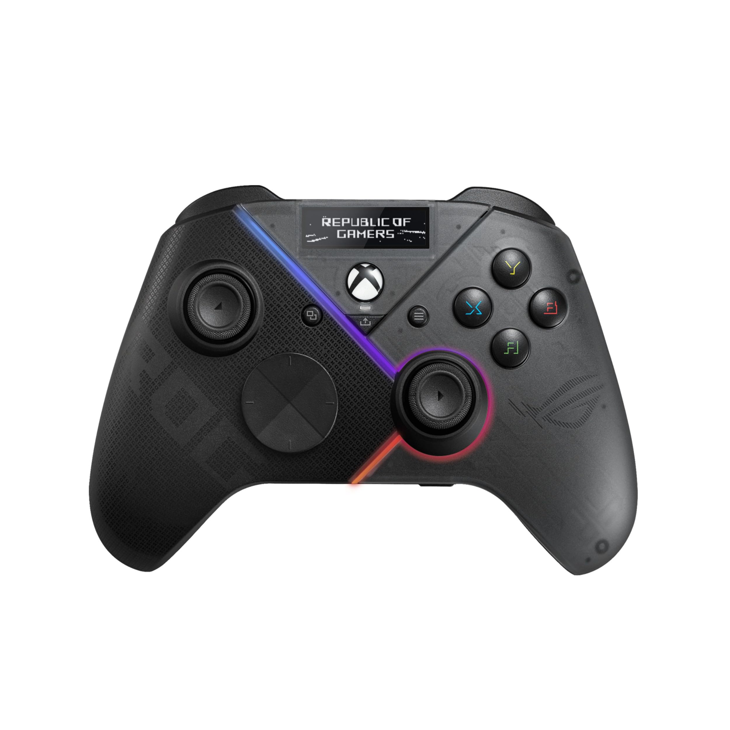 ROG Raikiri Pro OLED Display, tri-Mode connectivity, remappable Buttons&triggers, 4 Rear Buttons, Step&Linear triggers, Adjustable Joystick Sensitivity, 3.5mm Jack with ESS DAC, for PC and Xbox