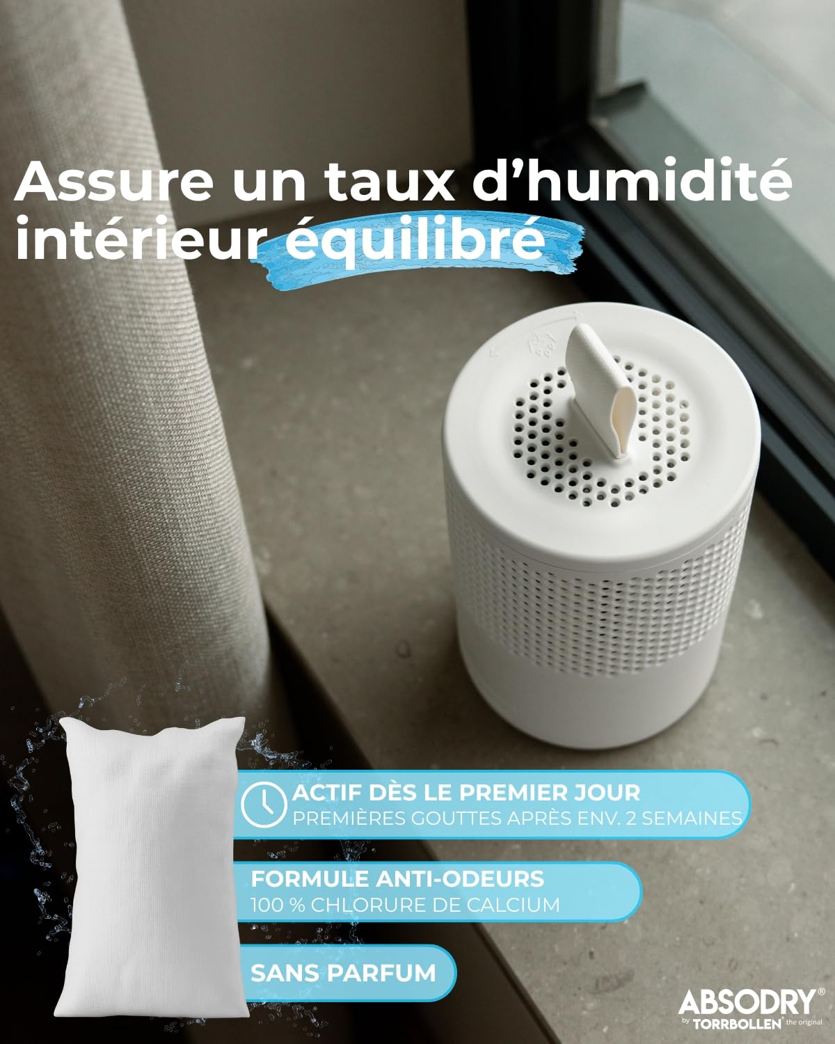 AbsoDry - Recharge déshumidificateur d'air Anti moisissure 8×600 g - Compatibilité Universelle - Empêche Les odeurs & retient l'humidité - Recharge absorbeur d'humidité