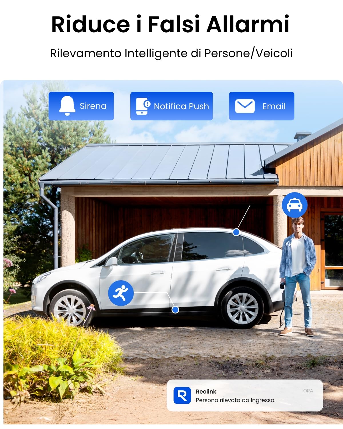 Reolink Argus PT Plus Telecamera WiFi Esterno Senza Fili 4MP 360° PT | Visione Notturna, Rilevamento Persona/Veicolo, Audio Bidirezionale, Batteria + Pannello Solare, Impermeabile, 64GB SD Inclusa