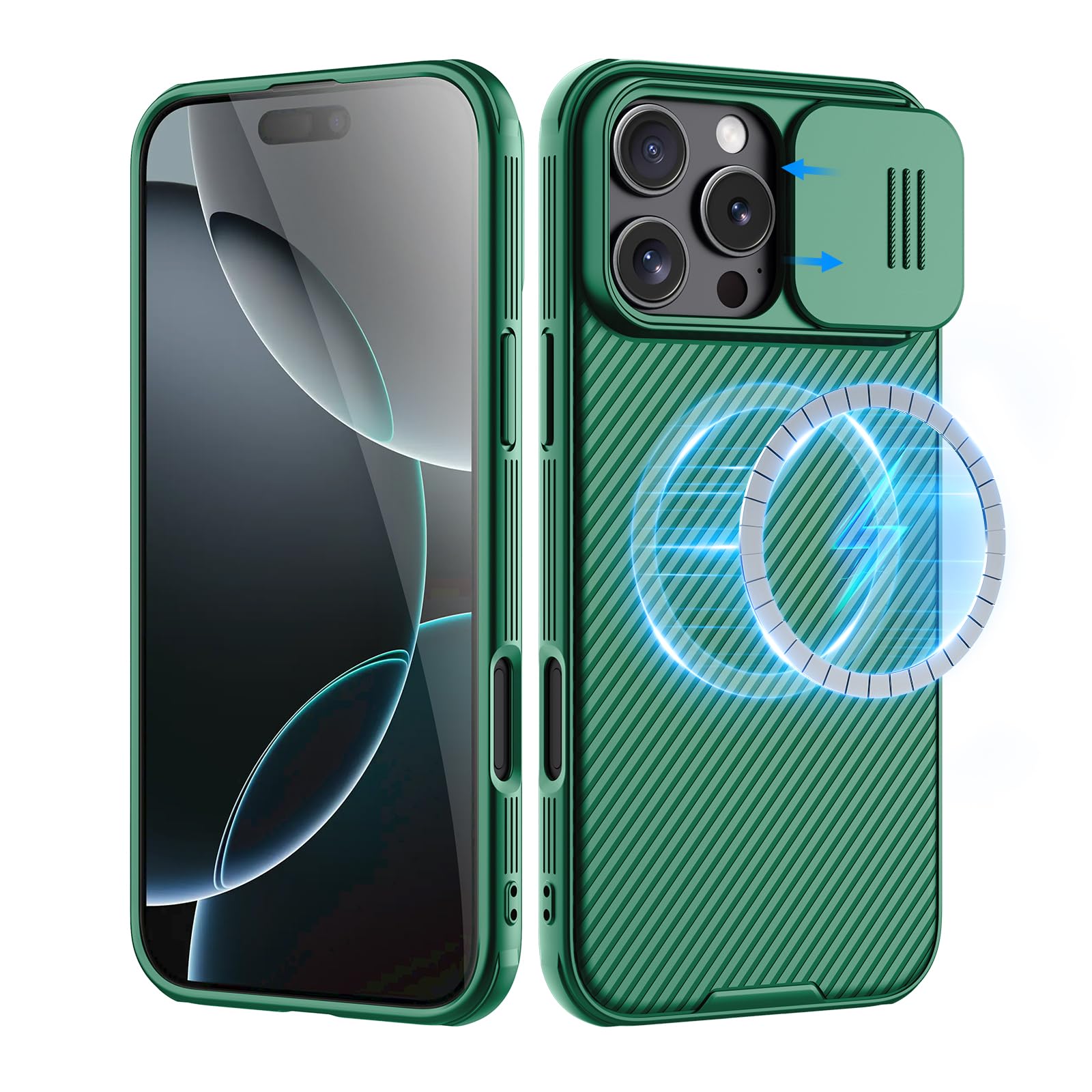 Nillkin for iPhone 16 Pro Case,Compatible with MagSafe, CamShield Pro 16 Pro 5G Phone Case with Camera Cover,Car Magnetic Mount Case 6.3’’, Built-in