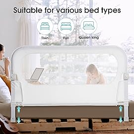 NUTIKAS Baby Bed Rail Guard for Toddlers -46 Toddler Bed Rails for Twin, Full, Queen, King Bunk Size Bed Swing Down Bedrail Extral Tall Child Safety Side Railing Guards for Kids