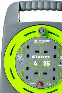 Status S15M13ACR4 4 Socket Cable Reel with Thermal Out