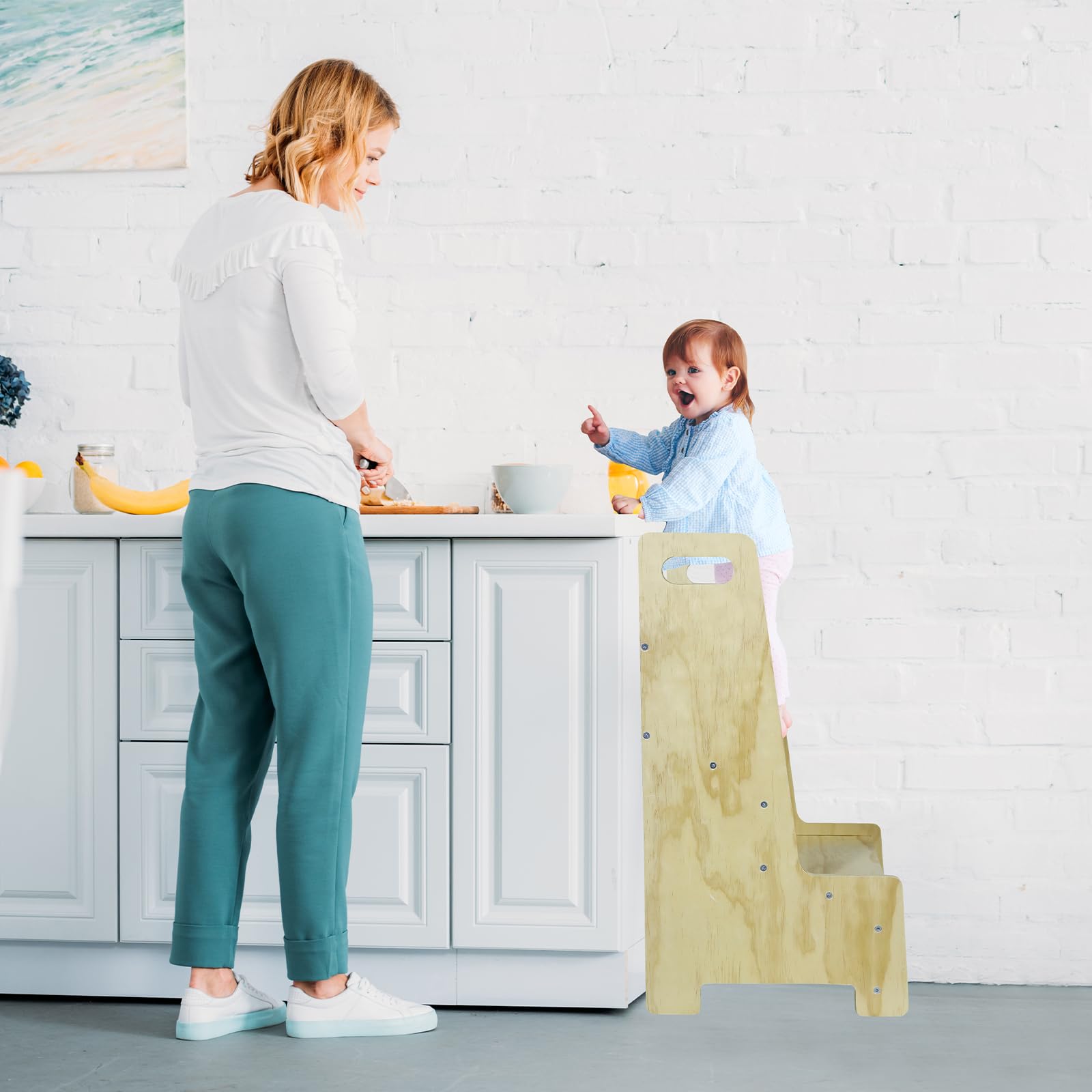 Tour D'Apprentissage Montessori Pliable Réglable - Sécurisée Pour Enfant 1-6 Ans - Aide à L'Autonomie Cuisine/Salle De Bain