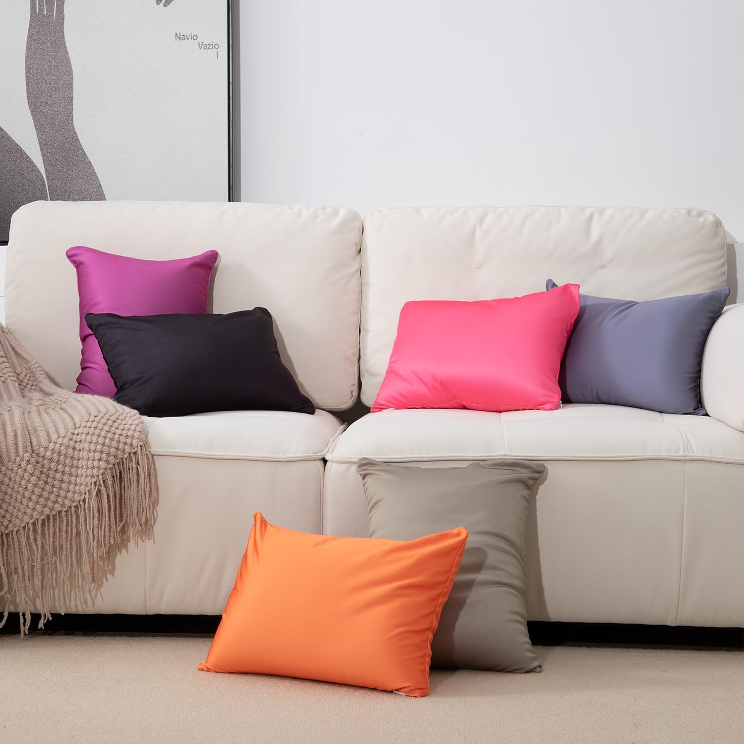 Microbead Throw Pillow Bedding Neck Pillows with Removable Cover, 16" x 12" Bed and Couch Decorative Pillow for Home Sofa Bedroom Fun Colors Support. Silky, Comfortable (Ivory) - Image 6