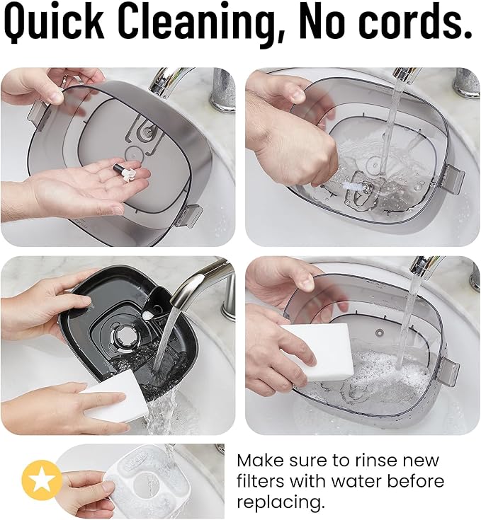 Fuente de Agua para Gatos Veken 2.5L con Tanque Desmontable, Filtración 5 Etapas miniatura 8