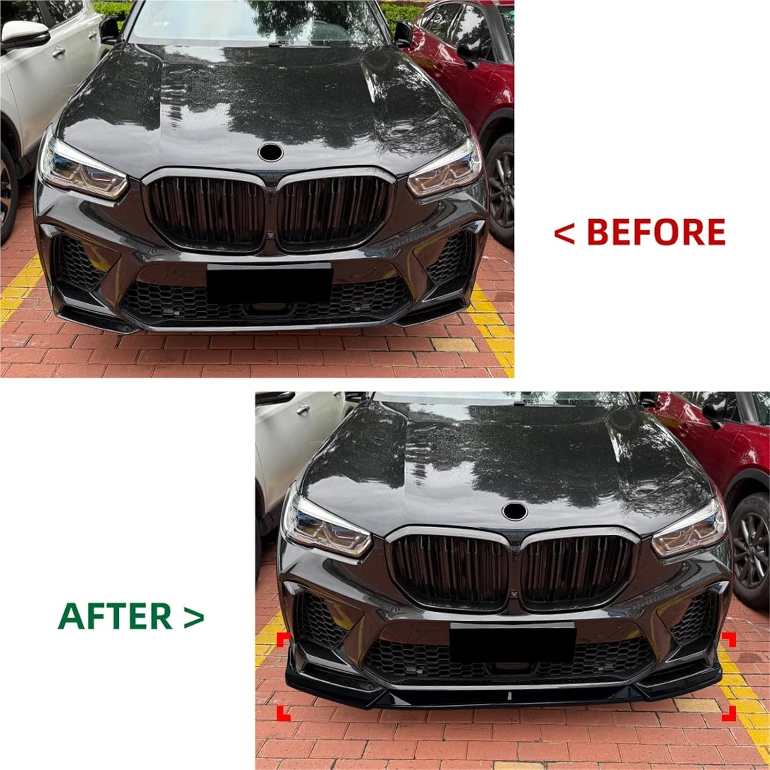 For BMW X5M F95 2020-2023 Front Lip Spoiler Lower Splitter Modification Glossy Black Car Body Kit