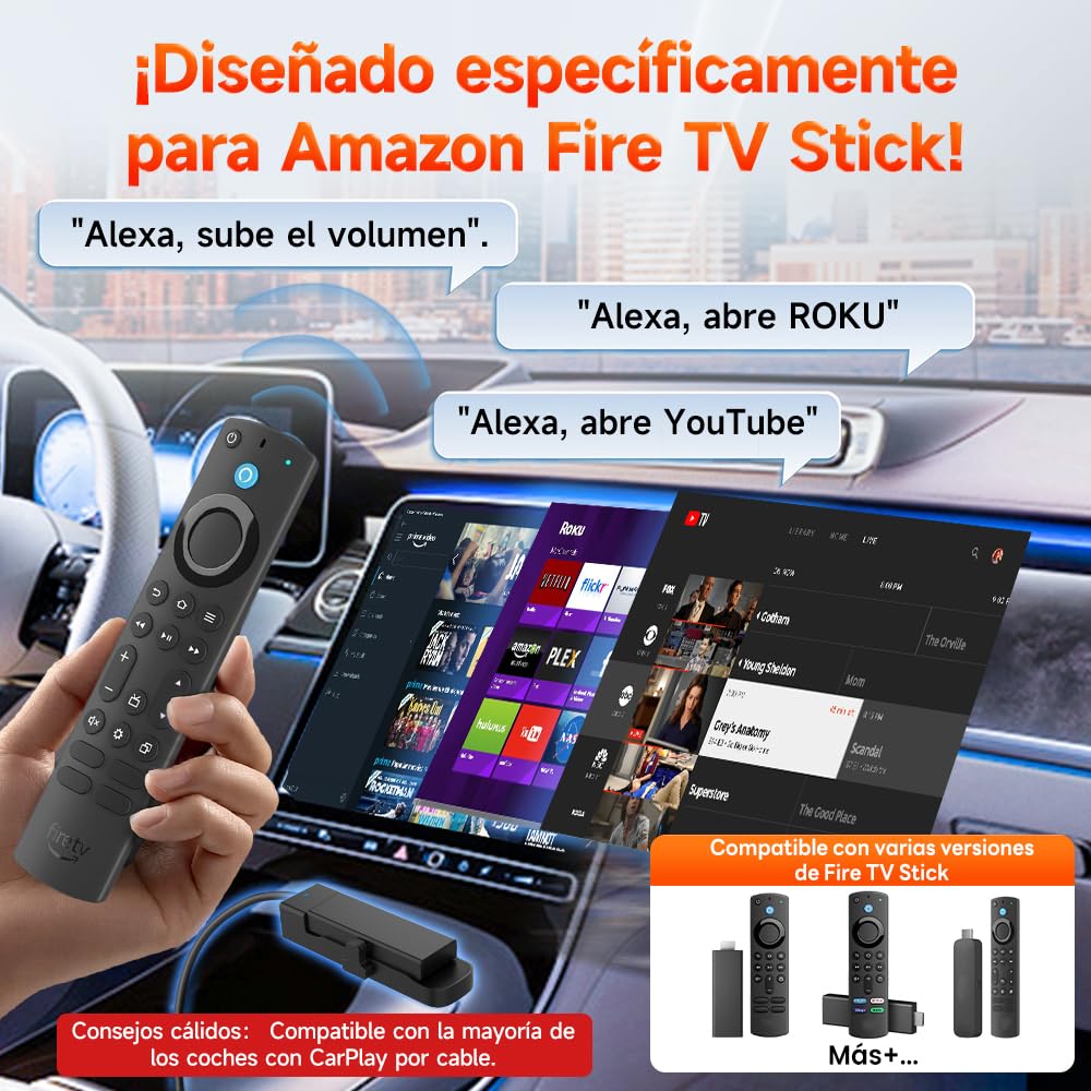 Carrinkit Car TV HDMI 2026 Fire Stick Converter, HD HDMI Car Adapter, Puede convertir Vídeo/Juego en Coche, Plug - and - Play, Adecuado para vehículos por Cable y Equipos de Fire Stick