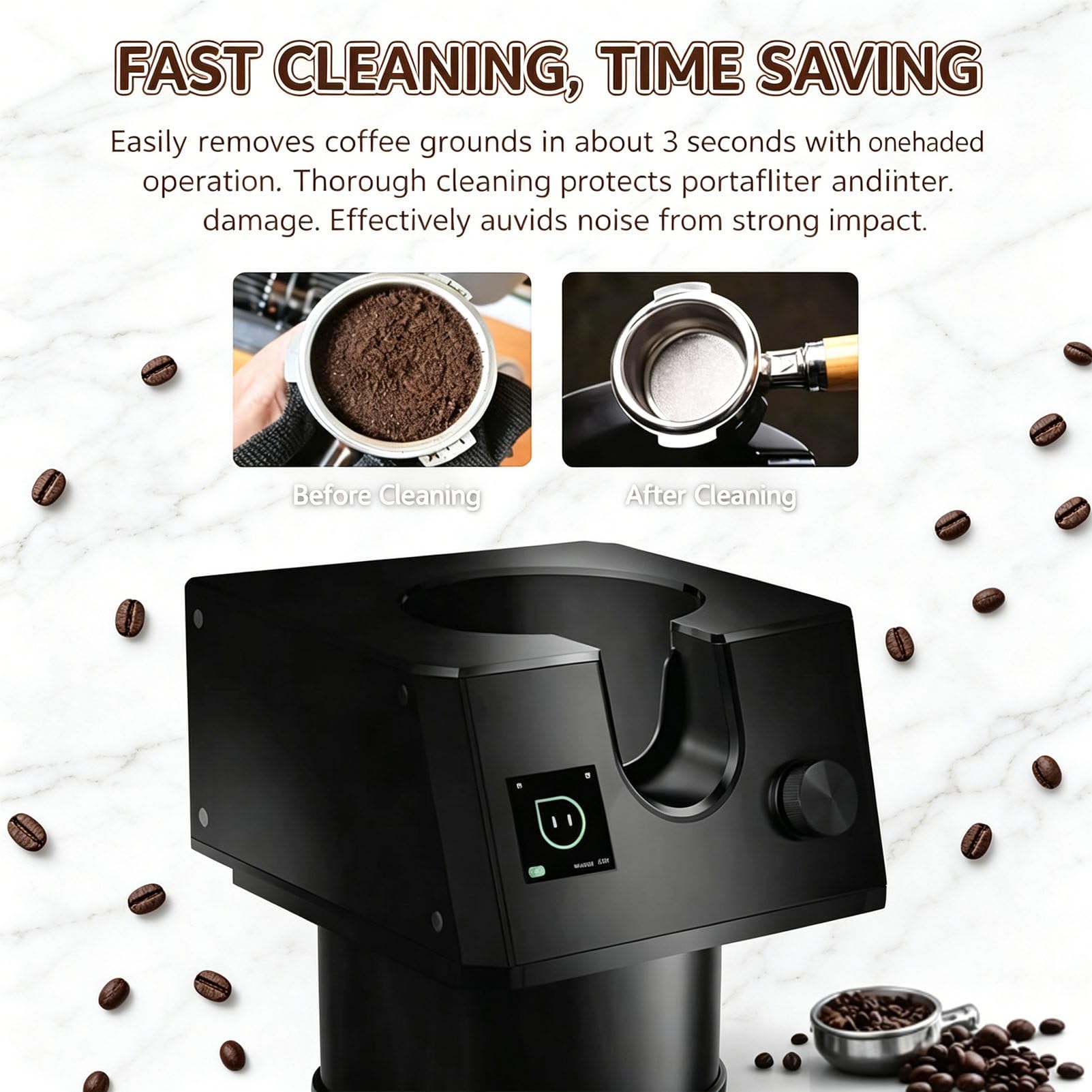 Limpiador automático de Molinillo de café Espresso con Cabezales reemplazables, máquina de Limpieza de portafiltros Segura y fácil para un Flujo de Trabajo de Espresso más rápido 110V