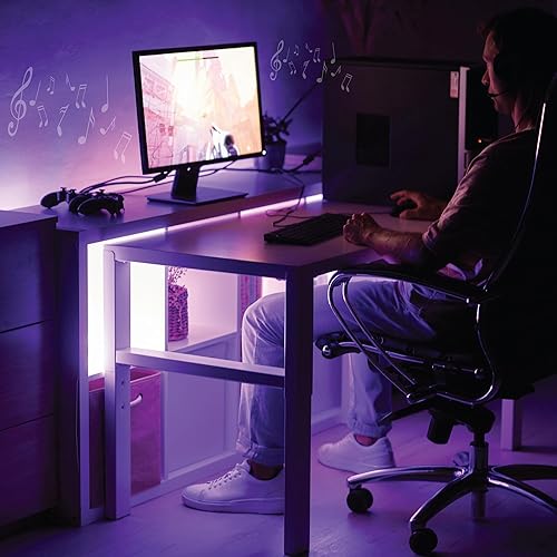 Miniatura 4 de XTREME Monster - Tira de luz LED de flujo multicolor de 13.1 pies, control de voz, aplicación inteligente y control de voz, fácil montaje