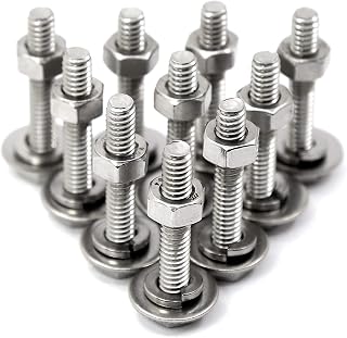 (10 Sets) 1/4-20x1-1/2" Stainless Steel Hex Head Screws Bolts Nuts Flat Washers & Lock Washers Kits, 18-8 (304) S/S,Flat Washers Diameter 0.748"