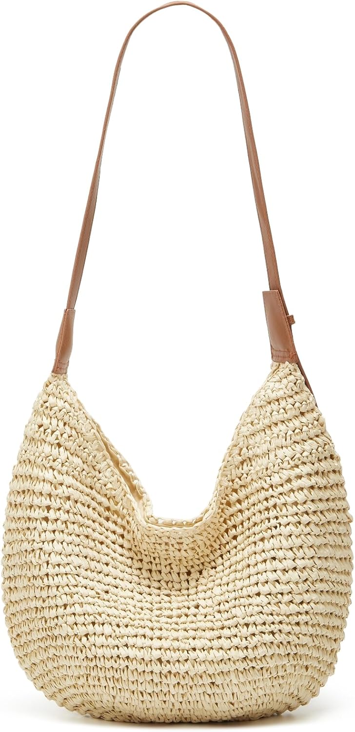 2025 Summer Straw Crossbody Bag Women Casual Handmade Woven Bag Fashion Beach Tote Large Handbag Rattan Dumpling Purse