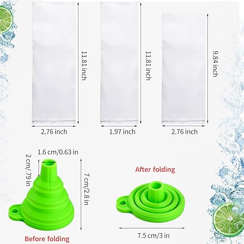 Miniatura 2 de 1002 bolsas de helado desechables para helados con embudo de silicona, bolsa de dulces de 3 tamaños para hacer yogur, 2 x 12 pulgadas, 3 x 12