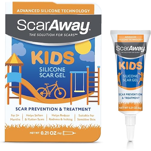 ScarAway Kids Silicone Scar Gel, 100% Medical-Grade, Helps Improve Size, Color & Texture of Hypertrophic & Keloid Scars on Face & Body from Injury, Burns & Surgery, Water Resistant, Clear, 6g