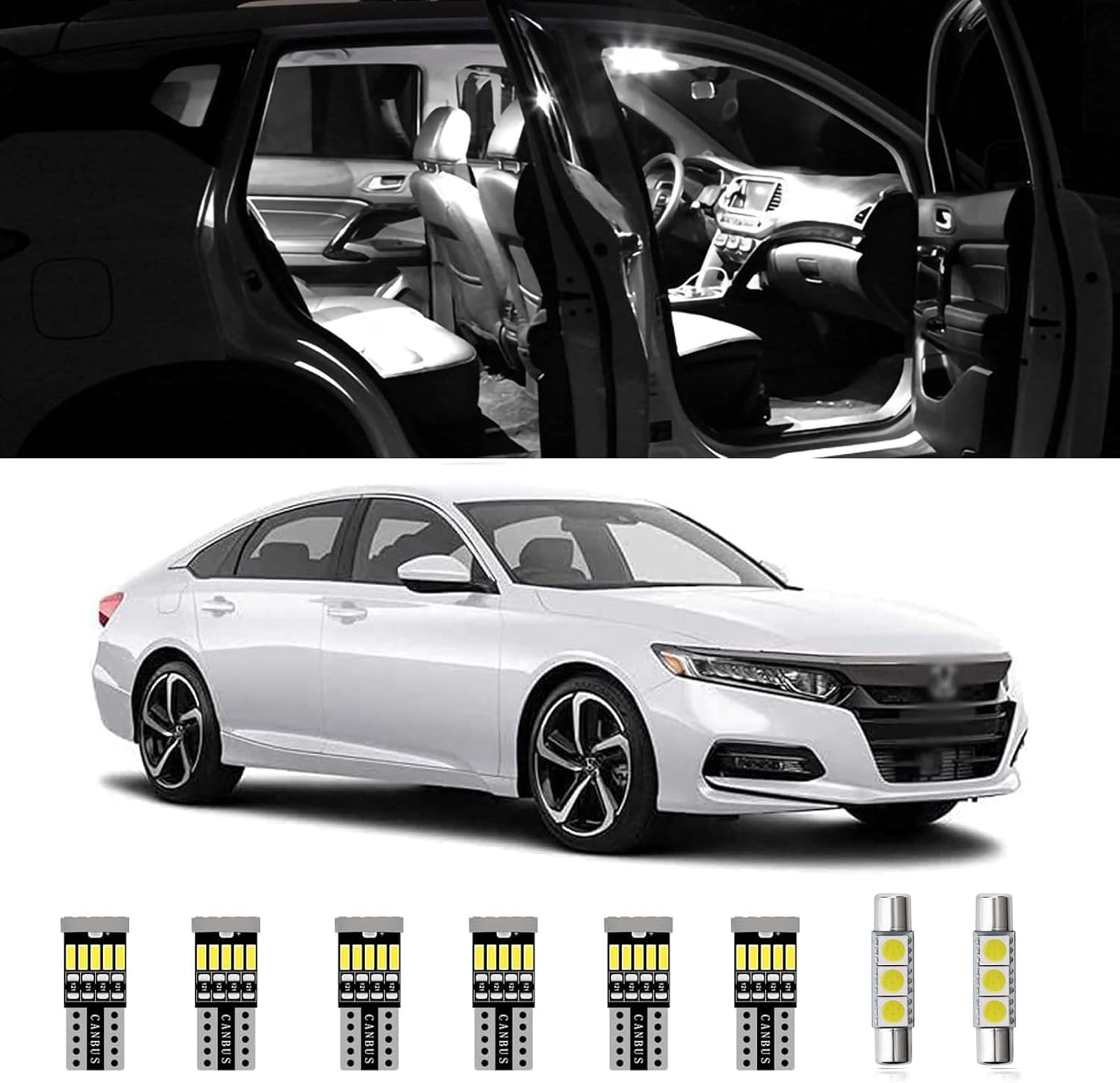 AWALITED 14pcs Accord Interior LED Lights Kit Super Bright LED Map Dome Light Bulbs for 2013 2014 2015 2016 2017 2018 2019 2020 2021 2022 Honda Accord All Models