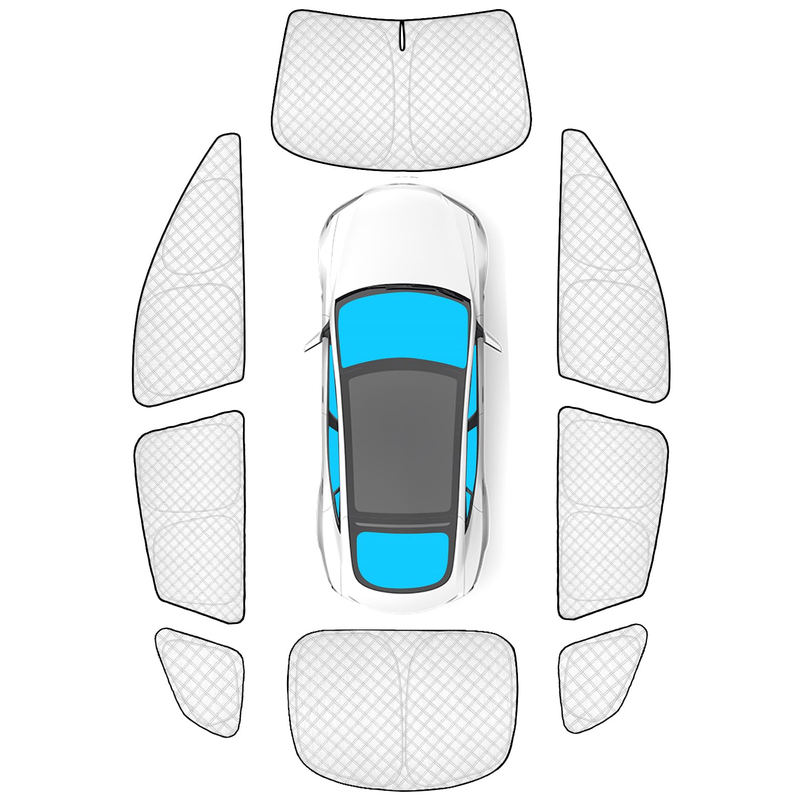 Windshield Sun Shade with Side Rear for Tesla Model S 2021-2024