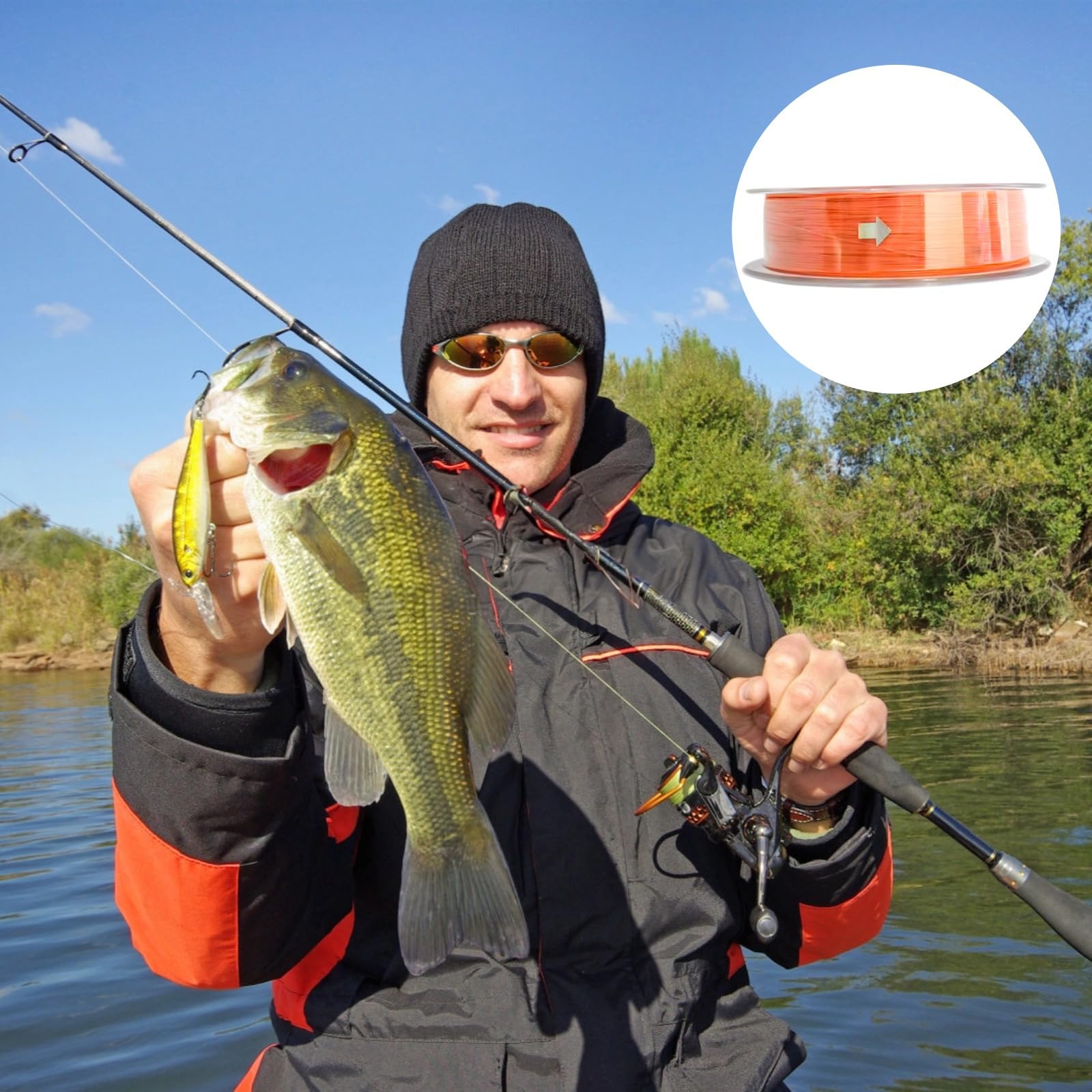 Ligne de pêche en polyéthylène haute résistance orange fluorescent – Ligne de niveau Tenkara de 100 m, revêtement lisse pour la pêche en eau salée