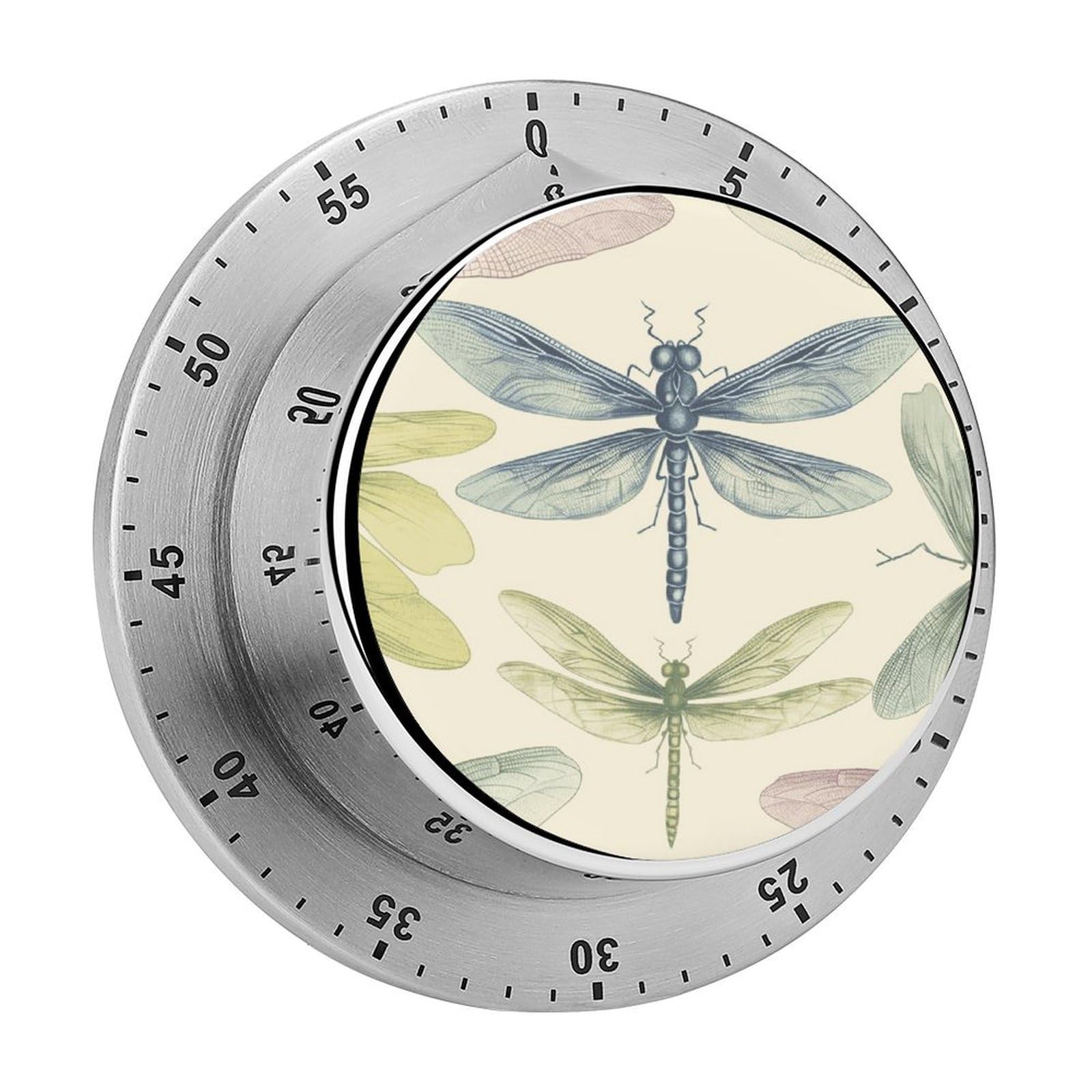 Dragonfly Drawing Timer Desk Productivity Teacher Supplies Kitchen Magnetic Countdown Mechanical Timer for Cooking, Egg, Teacher, Exercise, Oven.