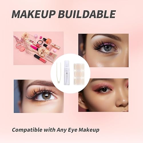 Miniatura 6 de Cinta invisible de doble párpado impermeable, 120 piezas para ojos con capucha, párpados caídos, tiras de fibra natural con adhesivo
