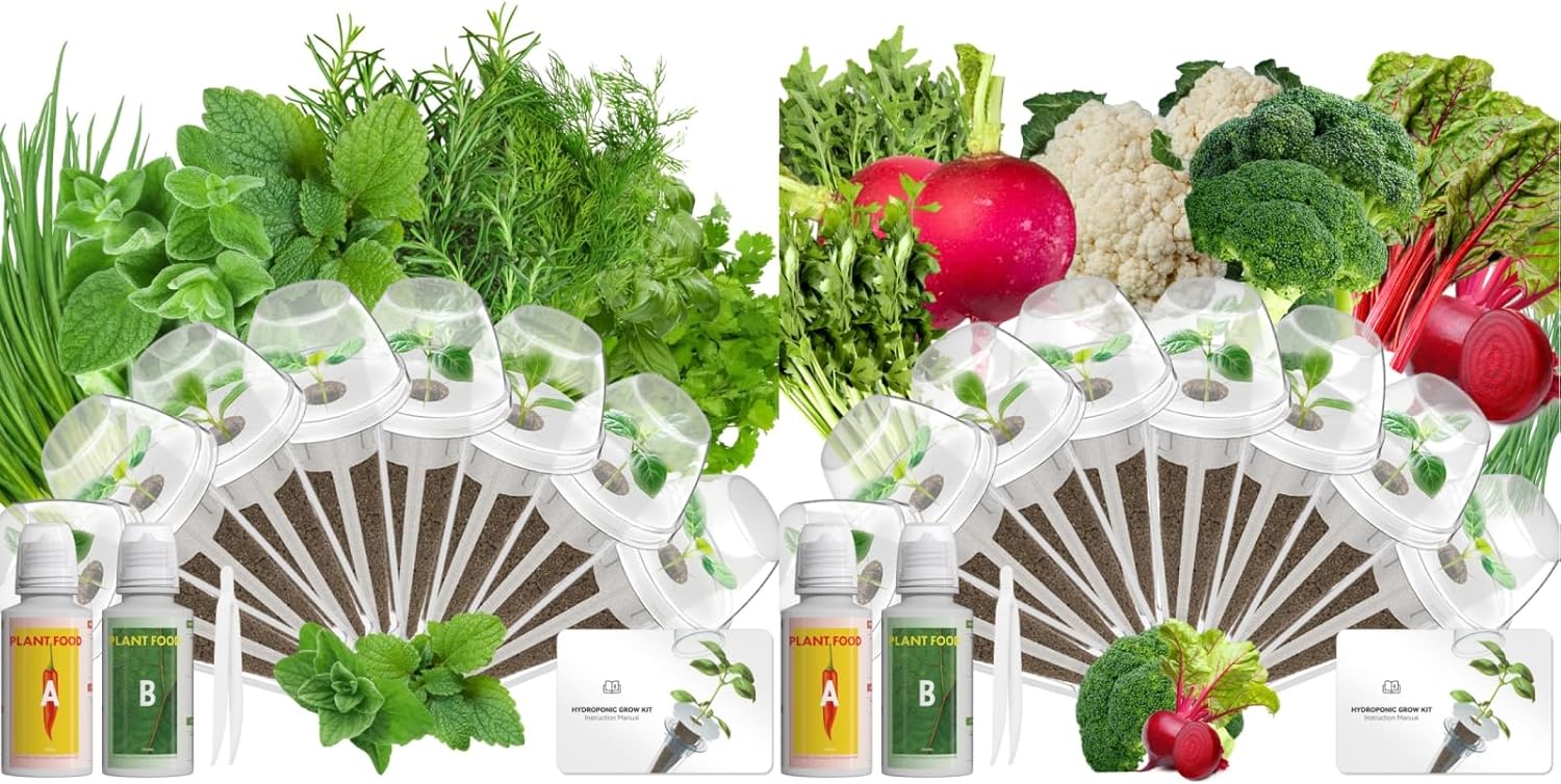 LYKOCLEAN 8 Pods Gourmet Herb Seed Pod Kit and 8 Pods Vegetables Seed Pod Kit, Compatible with Aerogarden, idoo, Ahopegarden, Letpot Hydroponics Growing System