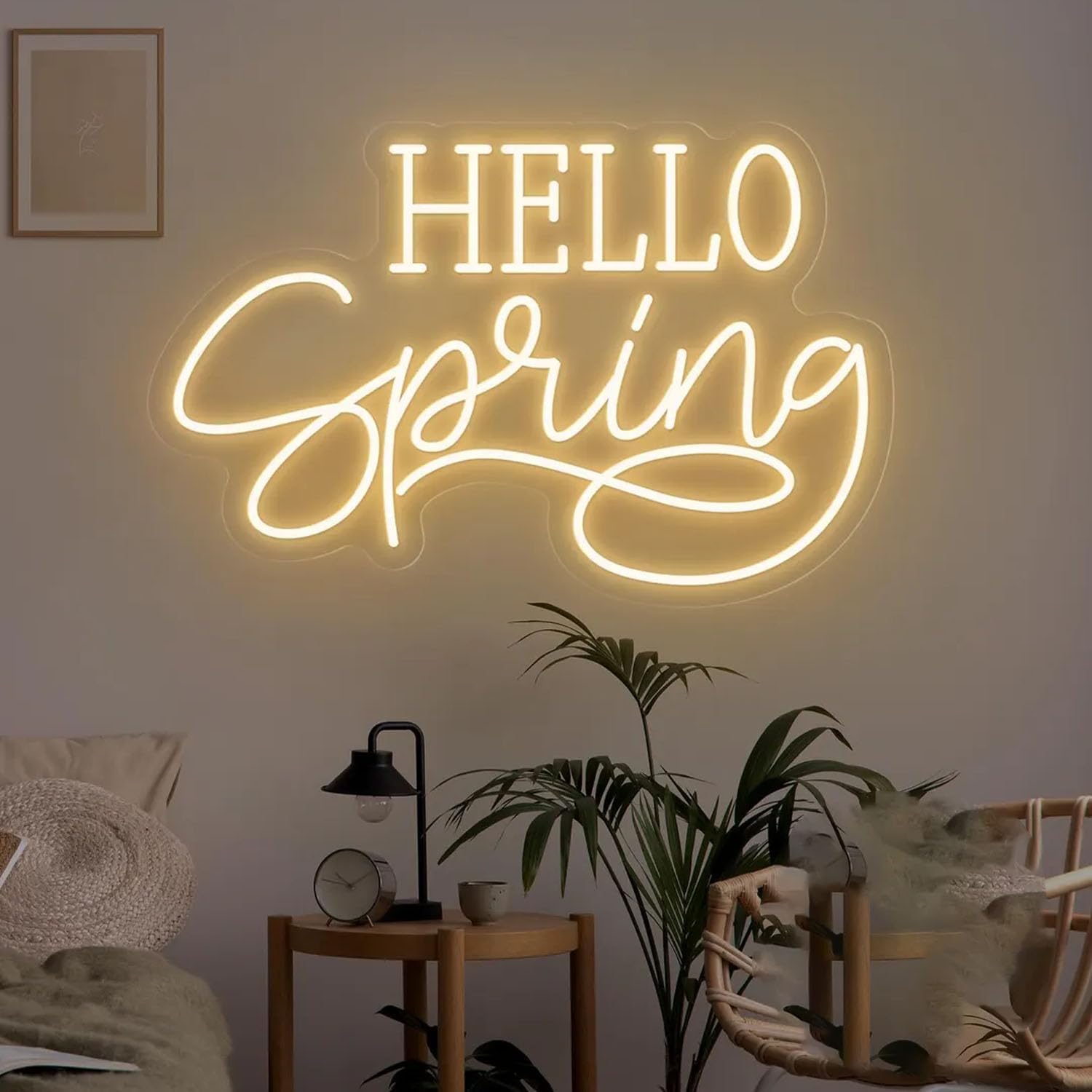Hello Spring Neon Sign Spring Led Light Art Welcome Spring Neon Sign Kid's Bedroom LED Sign Office School Nursery Wall Art Easter Wall Decor