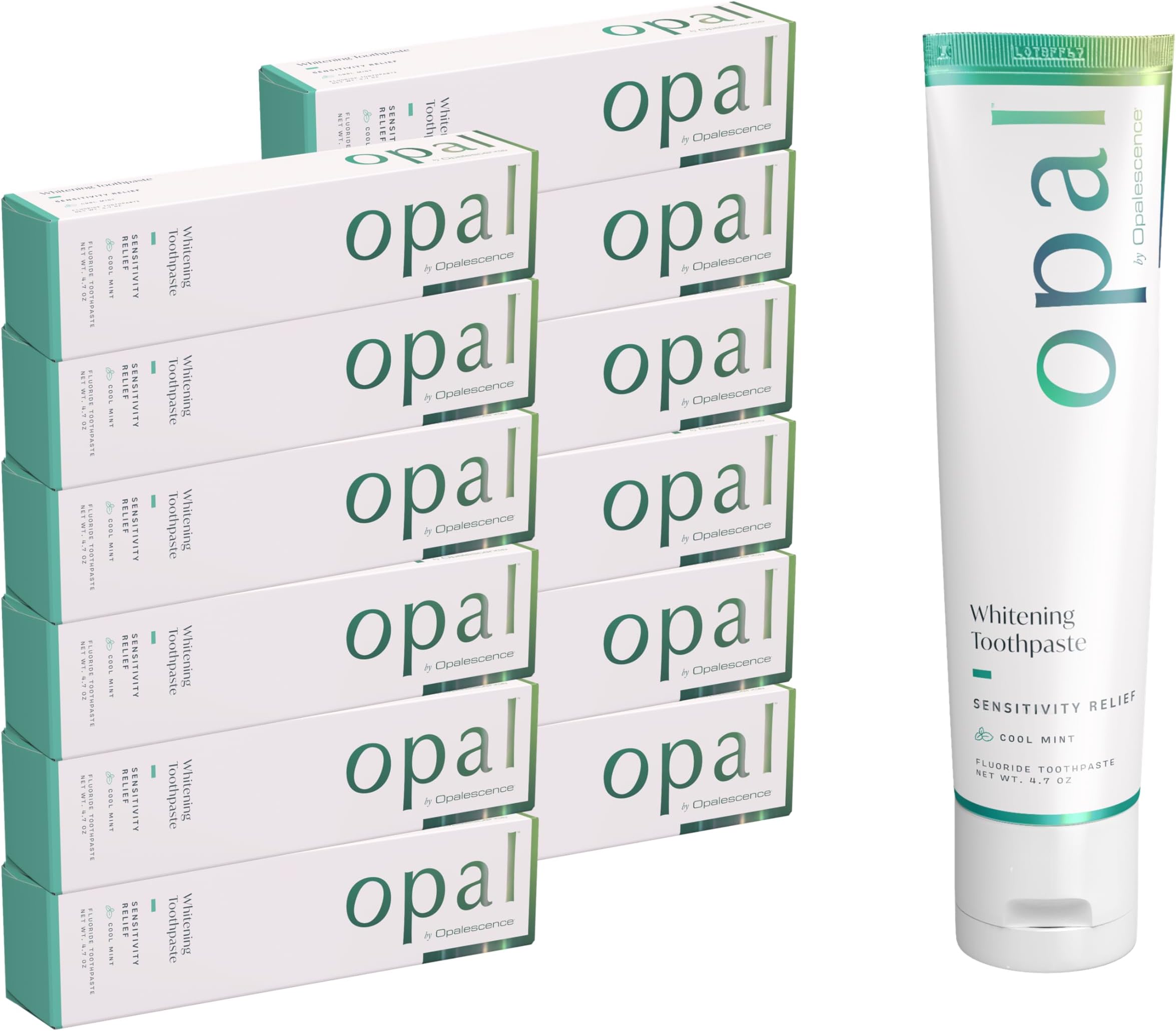 OpalescenceOpal Sensitive Teeth Whitening Toothpaste (Pack of 12) - Cool Mint Sensitivity Formula - Oral Care, Gluten-Free - 4.7 Ounce Made by Ultradent - SENS-5761-12