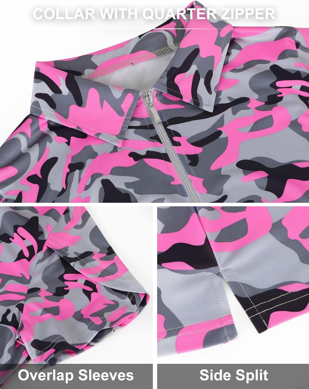 Viracy Womens Golf Polo Shirts 1/4 Zip Up Overlap Short Sleeve Quick Dry Workout Tops - Image 5