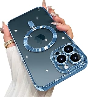 OOK Phone Case Made for iPhone 12 Pro (6.1 Inch) with Camera Lens Protector (Compatible with MagSafe) Anti-Scratch Shockproof Electroplated Slim Phone Cover for Women Men - Blue