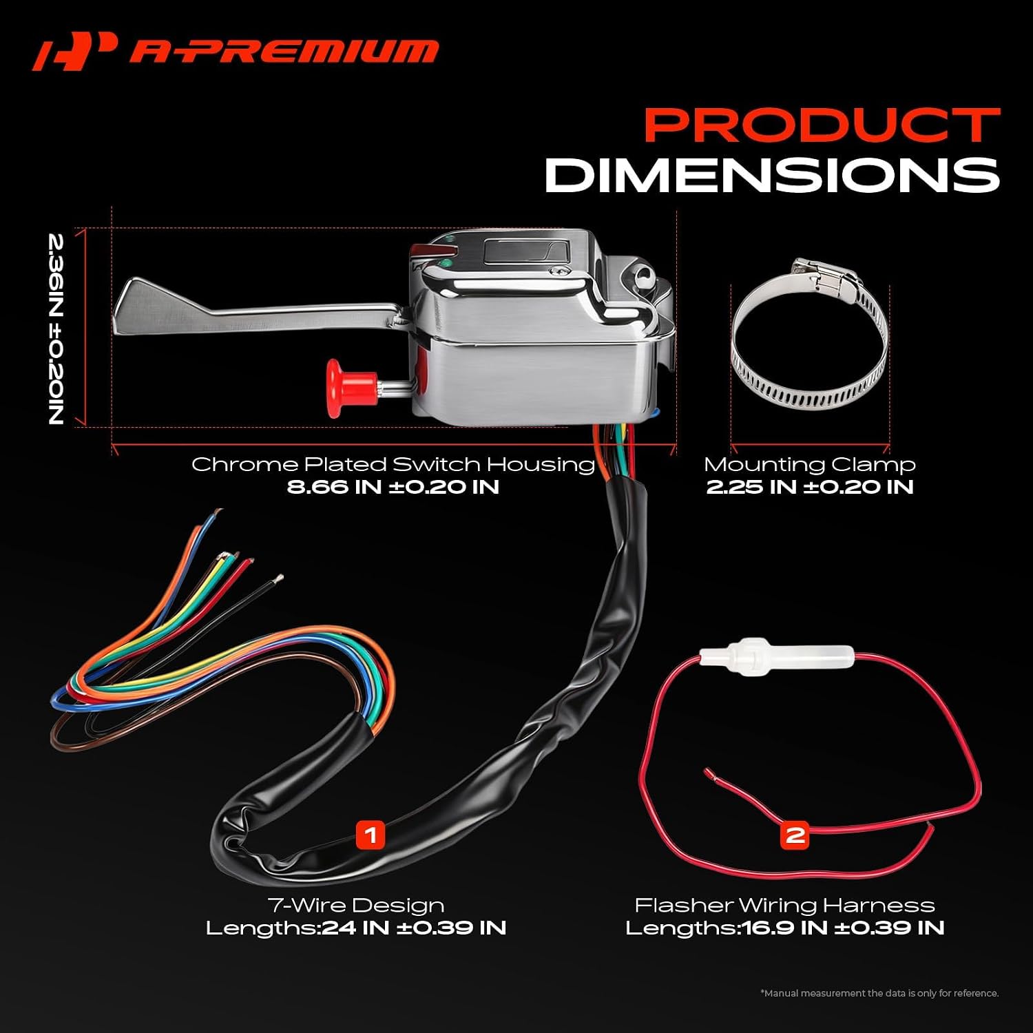 A-Premium Universal Street Rods Turn Signal Switch - 12V & 7-Wire Harness