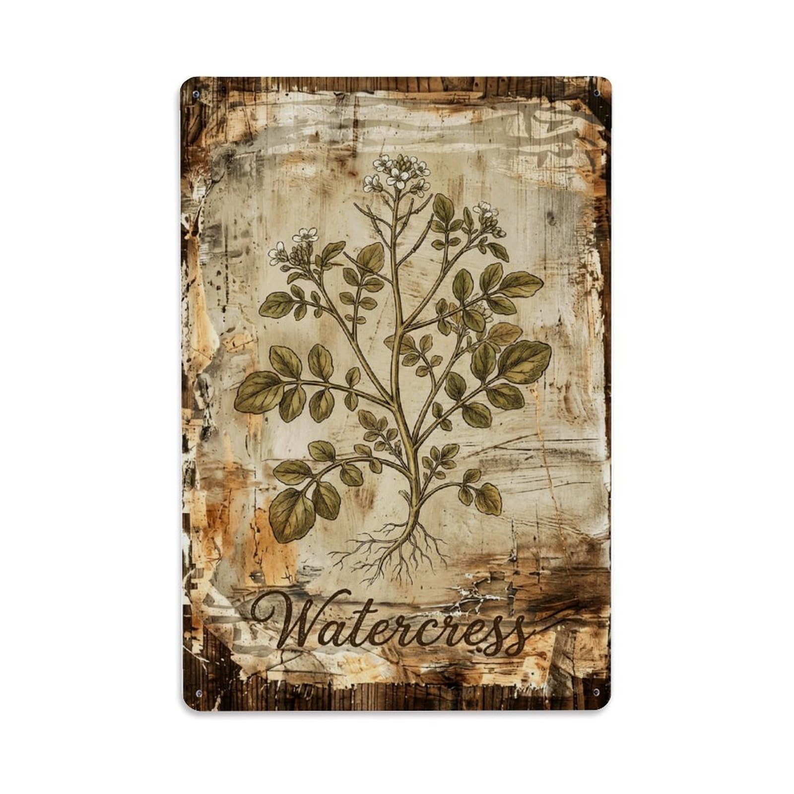 Fqnyr Style Watercress Leafy Vegetable Metal Tin Sign Plaque Wall Decor For Cafe, Club Bar, Office, Home Garden Metal Poster 8X12inch