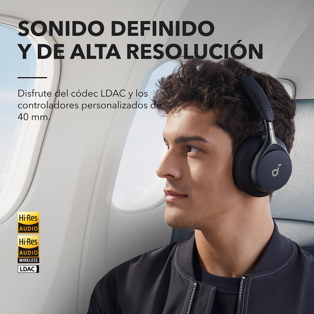 Soundcore de Anker Space One Auriculares Cancelación Ruido Activa Adaptativa, Cascos Inalambricos Bluetooth Reducción de Voz Humana 2X más Fuerte, 40H ANC, Control de App, LDAC Hi-Res Wireless Audio