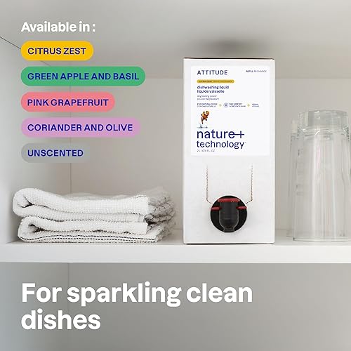 Miniatura 2 de ATTITUDE Repuesto de jabón para platos, verificado por EWG, líquido para lavar platos a base de plantas y vegano, derivado de forma natural, sin