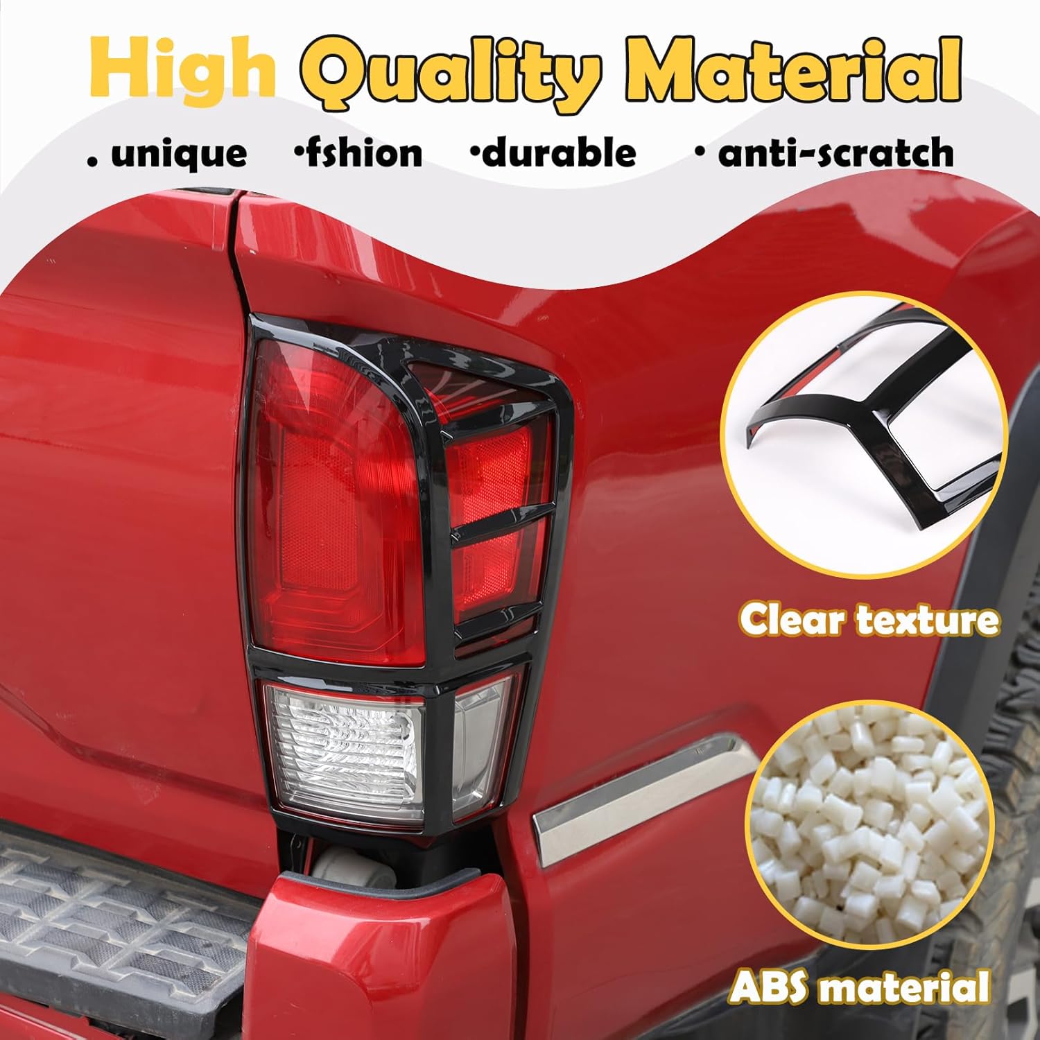 Tail Light Guard Covers Compatible with Toyota Tacoma 2016-2023, Rear Taillight Lamp Cover Trim Protector Exterior Accessories (Gloss Black)