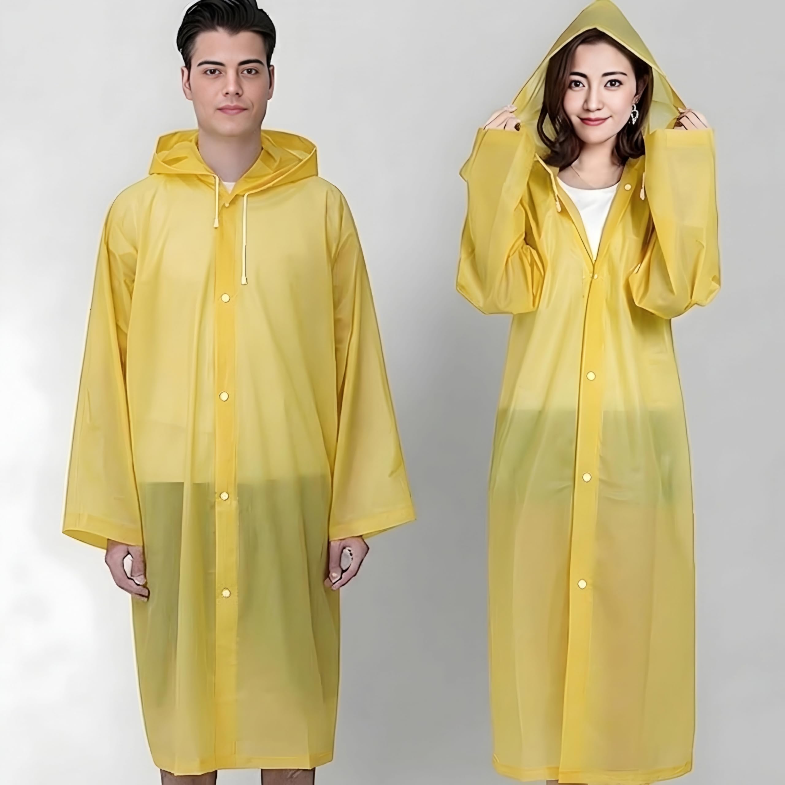 Navdevi Premium EVA Reusable Raincoat for Adults - 100% Waterproof Unisex Hooded Rain Jacket - Lightweight Portable Poncho, Quick Drying & Eco-Friendly Material, One Size Fits All-image-1