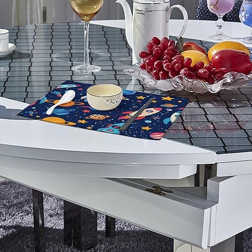 Miniatura 4 de Spaceship Astronaut Placemats Set of 6 Resistant Table Mats Washable Place Mats for Dinner Party Table Decoration