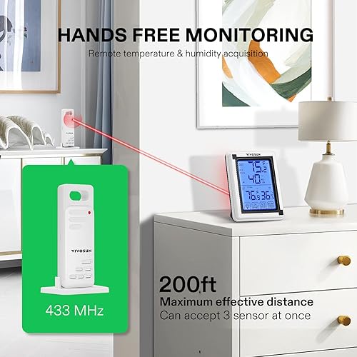 Vista 4 de VIVOSUN Sensor Remoto para Termómetro e Higrómetro Inalámbricos