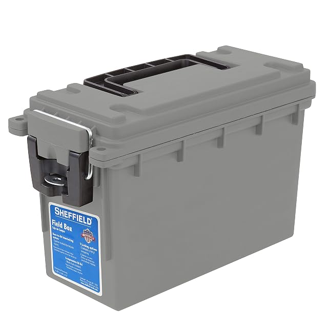 Sheffield 12628 Ammo Storage Box Stackable 30 Cal Field Boxes Water and Dust Resistant Lockable Storage Box with