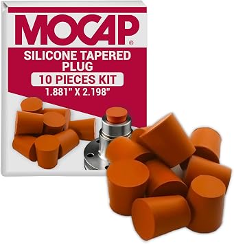 MOCAP Silicone Tapered Plug Orange Rubber Stopper for Round Holes, Non-Stick Silicone Plug Kit, Rubber Plugs for Holes Assorted Sizes for Industrial & Automotive Use - 1.881-2.198", 10 pcs